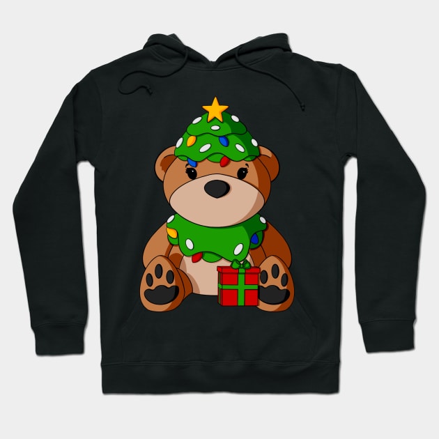 Christmas Present Teddy Bear Hoodie by Alisha Ober Designs